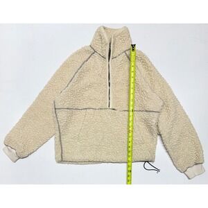 Daniel Simmons Cream Sherpa Fleece Quarter Zip Pullover Made in England Small